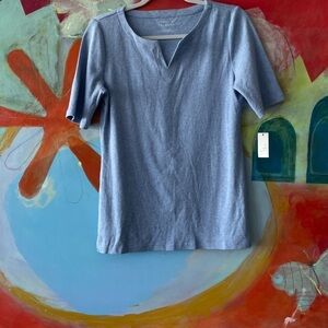 NWT Talbots split neck elbow sleeves 100% cotton so soft pretty blue color